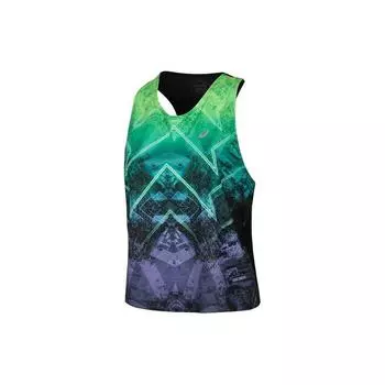 Asics Letter Logo Printed Sleeveless Round Neck Sports Vest Women tops Purple Green 2012C802-308 L