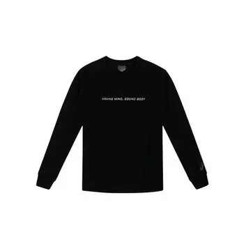 Asics Letter Logo Round Neck Warm Casual Sports Long Sleeve Sweatshirt Men sweatshirt Black 2031D735-001 2XL