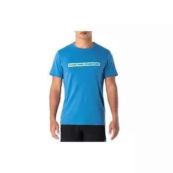 Asics Letter Print Crew Neck Pullover Short Sleeve T-Shirt Men Tops Rebirth-Blue 2031D849-401 S