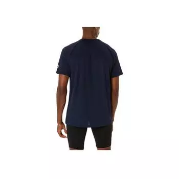 Asics Letter Print Pattern Round Neck Short Sleeve T-Shirt Men Tops Midnight-Blue 2091A749-400 M