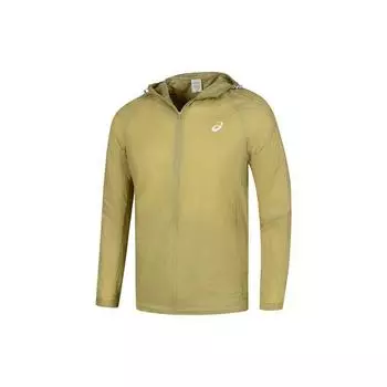 Asics Lightweight Breathable Logo Hooded Zip-Up Comfortable Casual Sports Long Sleeve Jacket Men jackets Khaki 2011D074-750 2XL