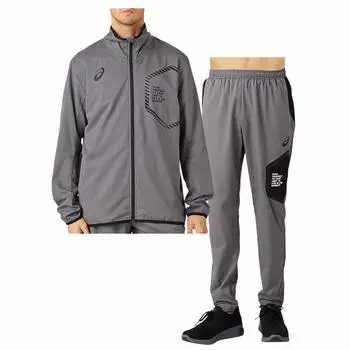 ASICS LIMO Stretch Cross Jacket Pants Top and Bottom Set XL & (Slim Fit) (Steel Gray) 2031A647-021-2031A646-021