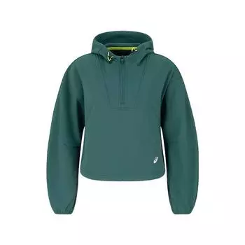 Asics Logo Pattern Warm Hooded Sports Half-Zip Sweatshirt Women sweatshirt Green 2032D131-300 S