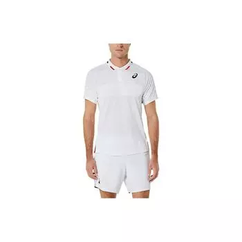 Asics Приталенная рубашка поло с узором, мужская, белая 2041A246-100 M