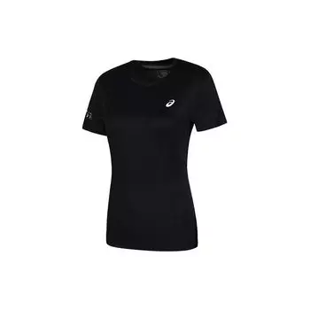 Asics Printed Logo Round Neck Pullover Quick Dry Short Sleeve T-Shirt Women T-Shirts Black 2012C961-001 M