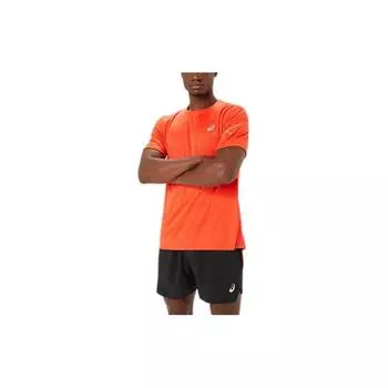 Asics Пуловер с круглым вырезом и логотипом, футболка с короткими рукавами, мужские топы, оранжевый 2011C836-600 XXL