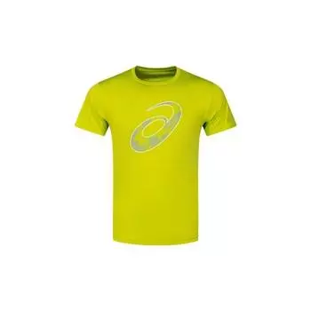Asics Пуловер с круглым вырезом и логотипом Впитывающий влагу, быстросохнущий, для бега, удобная повседневная спортивная футболка с коротким рукавом, мужские топы, желтый, зеленый, 2011D076-300 M