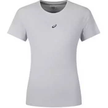 Asics Solid Color Simple Straight Cut Round Neck Moisture Wicking Quick Dry Breathable Short Sleeve T-Shirt Women Tops Gray White 2012D061-020 XL