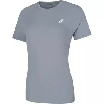 Asics Светоотражающая Ночное Видение Быстросохнущая Дышащая Толстовка Пуловер Круглый Вырез Бег Футболка с Коротким Рукавом Женские Топы Серо-Синий 2032D117-400 L