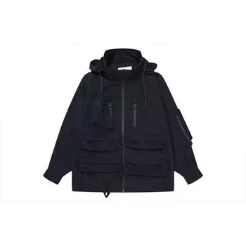 Asics X Myge Collaboration Outdoor Solid Color Multi-Pocket Long Sleeve Jacket Unisex Jacket Black 2203A278-001 M