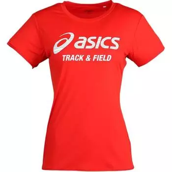 Asics Женская футболка с коротким рукавом, спортивная, для бега, быстросохнущая, модная, с круглым вырезом, красная, XT6383-27D S