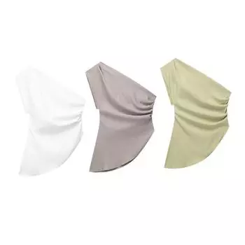 Асимметричная футболка, новый женский модный тренд, топ с открытыми плечами, темперамент знаменитостей, пикантная девушка XS зелёный