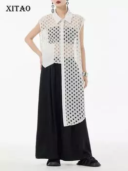 Асимметричная рубашка без рукавов XITAO, женский топ с вырезами WLD20138 One Size белый