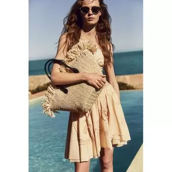 Асимметричная юбка HM Applique Светло-бежевая