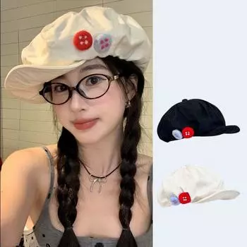 Асимметричная восьмиугольная шляпа Y2K Женская художественная шляпа Простая облачная берет-кепка для девочек чёрный