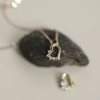 Асимметричное маленькое женское ожерелье из стерлингового серебра 925 пробы с бриллиантовой подвеской в форме сердца на ключицу 925