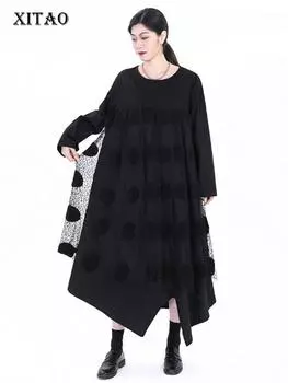 Асимметричное платье в стиле пэчворк XITAO WMD5135