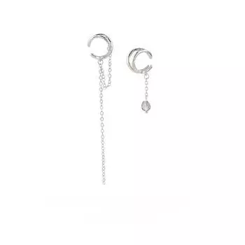 Асимметричные длинные серьги-цепочки, модные простые серьги без пирсинга, висячие зажимы для ушей