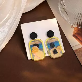 Асимметричные художественные серьги Love для пар, стильные высококачественные акриловые украшения для ушей