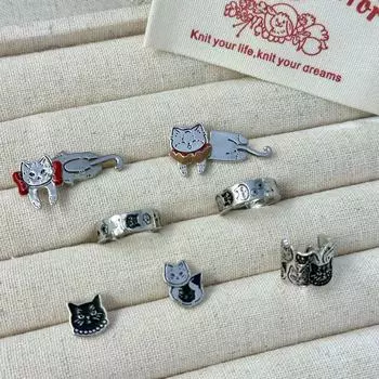 Асимметричные милые серьги с мультяшным котенком для женщин - роскошный и модный стиль 2024 года E0794