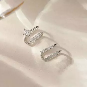 Асимметричные непирсинговые клипсы из стерлингового серебра 925 пробы для женщин, клипсы-манжеты из циркония без пирсинга, ювелирные изделия