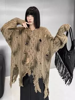 Асимметричные пуловеры XITAO с вырезом GYX1010 One Size серый