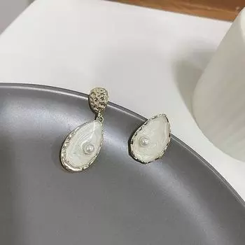 Асимметричные ретро клипсы для ушей из серебряной иглы S925 с масляной живописью для женщин (Пирсинг не требуется)