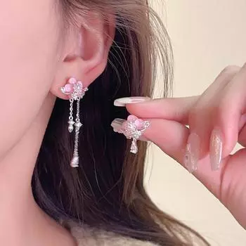 Асимметричные роскошные милые серьги с геометрическим цветком во французском стиле ретро, женские