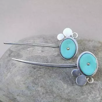 Асимметричные серьги Граффити из античной меди с бриллиантовой инкрустацией - Европейский и американский авторский дизайн