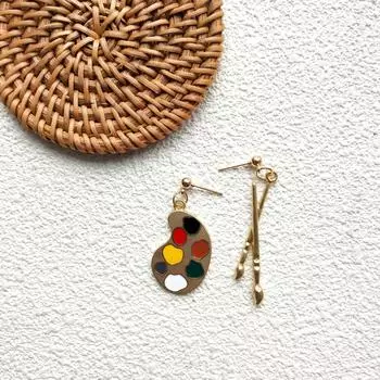 Асимметричные серьги-гвоздики из нержавеющей стали палитры золотого цвета для женщин и девочек