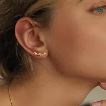 Асимметричные серьги-гвоздики из стерлингового серебра S925 с английскими буквами для женщин, необычный дизайн, типы A и B, серьги с шестью бриллиантами 925