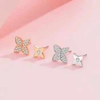 Асимметричные серьги-гвоздики Lucky Grass из стерлингового серебра S925, модные серьги-клеверы, серьги-цветы премиум-класса 925 Silver