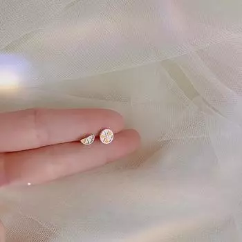 Асимметричные серьги-гвоздики с лимоном, простые цветные серьги с фруктами, милые серьги с японской глазурью