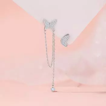 Асимметричные серьги-гвоздики в виде бабочки, темпераментные легкие роскошные серьги с бахромой в корейском стиле, серьги-гвоздики для пригородных поездок