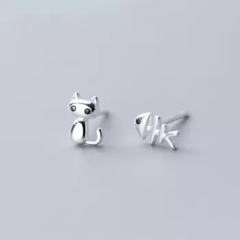 Асимметричные серьги-гвоздики в виде кошачьей кости, женские простые легкие роскошные короткие серьги