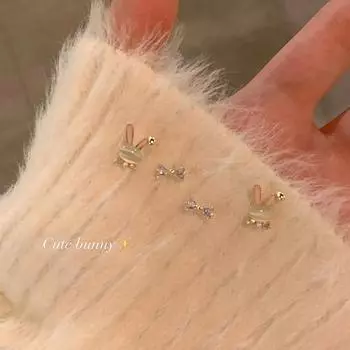 Асимметричные серьги-гвоздики в виде кролика, женские легкие, роскошные, нишевые, дизайн Sense Rabbit Year Natal Year, серьги-бантики в виде кролика из циркония