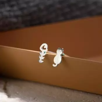 Асимметричные серьги-гвоздики в виде рыбок из стерлингового серебра 925 пробы для женщин, девушек, модные свадебные украшения Eh254