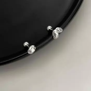 Асимметричные серьги-гвоздики в виде сломанной серебряной косточки в национальном стиле, нейтральный ветер, высококачественные модные серьги-гвоздики из стерлингового серебра 925 пробы 925 silver