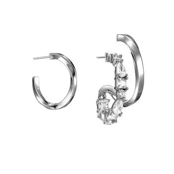 Асимметричные серьги-гвоздики, женские легкие, роскошные, нишевые, инкрустированные цирконием, круглые серьги, двойные геометрические серьги в форме буквы C от Cold Wind