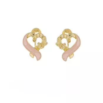 Асимметричные серьги «Любовь», роскошные милые розовые серьги, спираль от комаров, зажим для ушей, без пирсинга