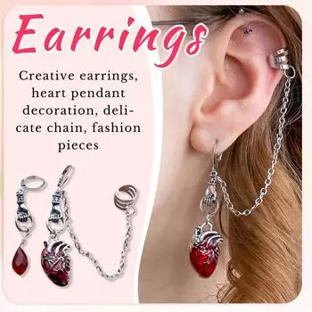 Асимметричные серьги-манжеты, серьги-цепочки, ювелирные изделия, подарок One Size красный