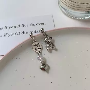 Асимметричные серьги-медведи: Роскошный нишевый дизайн, мода высокого класса, милый стиль для женщин null