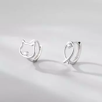 Асимметричные серьги-пряжки в виде кошачьей рыбы, женские модные простые серьги-гвоздики, весенние серьги