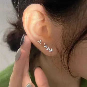 Асимметричные серьги с прорастающими листьями для женщин в стиле «Новый Ins» для студентов