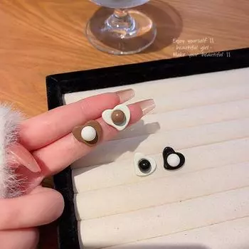 Асимметричные серьги-сердечки с капельной глазурью - серебро 925 пробы, модный дизайн осень/зима A1252 чёрный