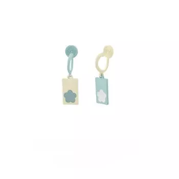 Асимметричные серьги сине-белого цвета с геометрическим цветком, модные свежие серьги-клипсы с москитной сеткой, без пирсинга, женские