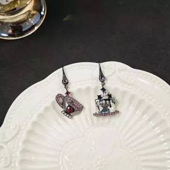 Асимметричные серьги в форме чашки и торта для крутой девушки с милой и крутой индивидуальностью