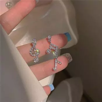 Асимметричные серьги в виде музыкальных нот для женщин: Трендовый дизайн 2025 года с серебряной иглой Musical Note Earrings