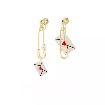 Асимметричные женские серьги с любовным письмом, милые модные катушки от комаров, без пирсинга, зажим для ушей