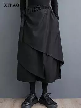 Асимметричные женские широкие брюки XITAO LYD1427